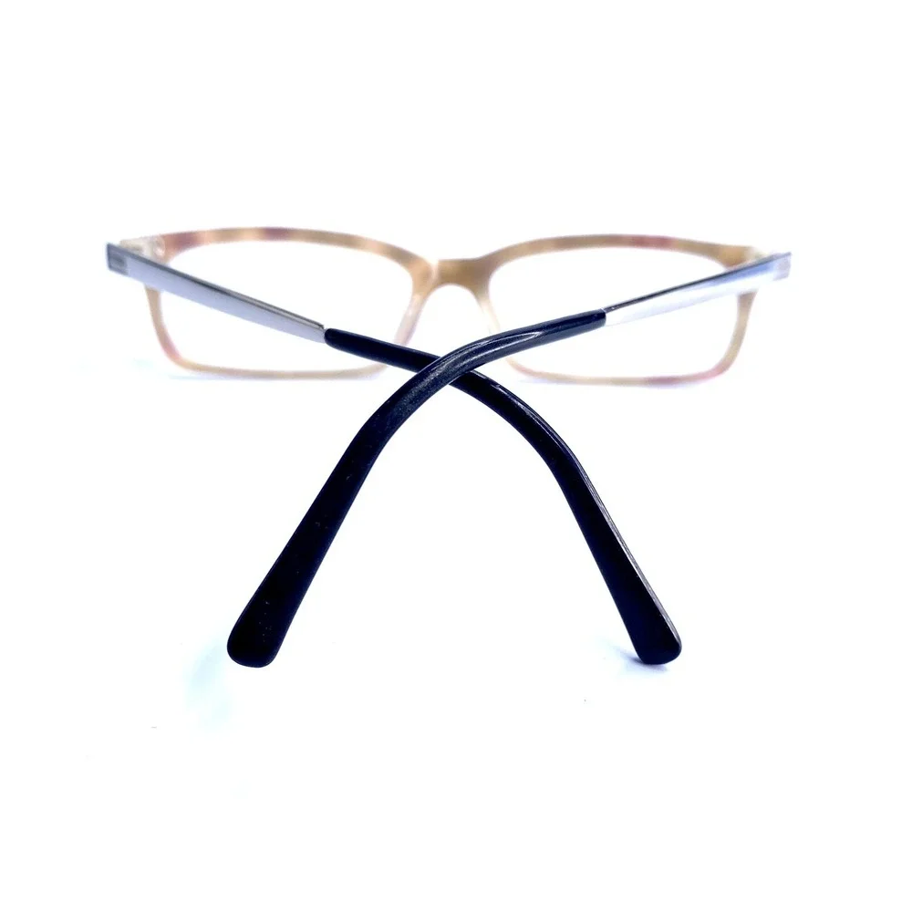 Versace Brown Tortoise Rectangular Eyeglasses Silver Temple Italy MOD 3073 588
